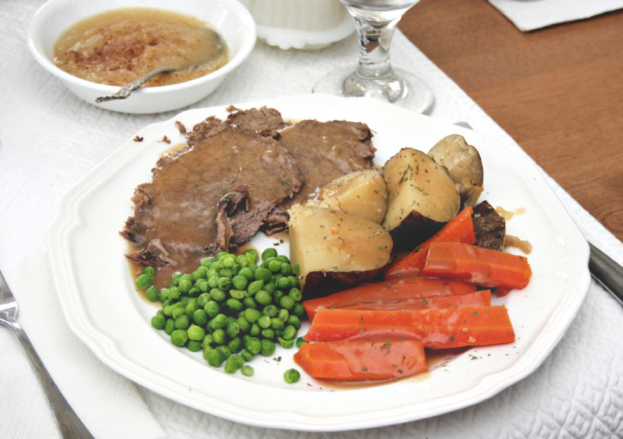 Easy, step-by-step recipe for old fashioned beef rump roast. Simmered slowly on the stovetop with carrots and potatoes until tender, it is a perfect family Sunday dinner.