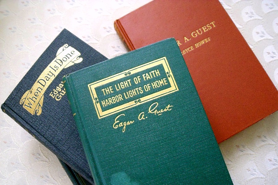 Collection of vintage books by Edgar Albert Guest, a prolific American poet who was popular in the first half of the 20th Century and became known as the People’s Poet.