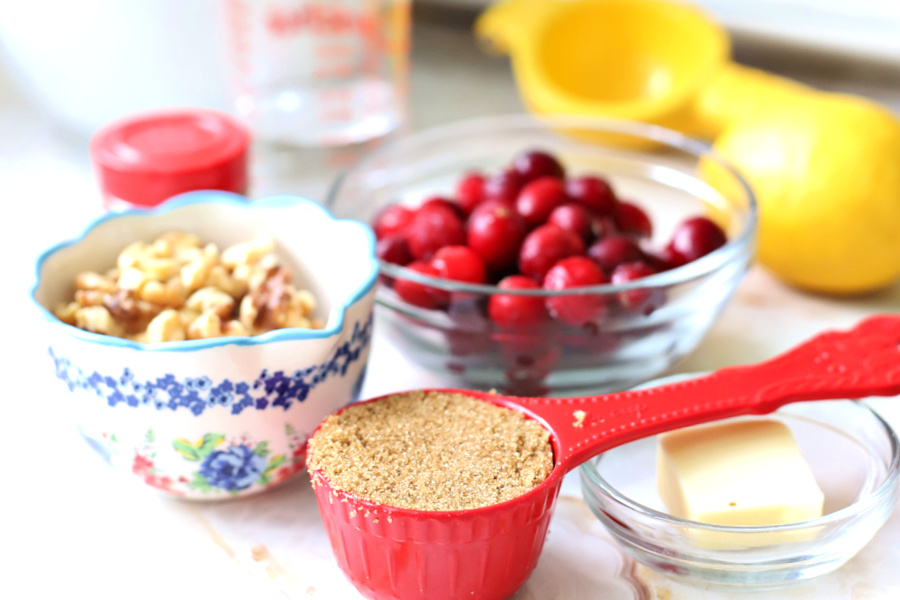 Ingredients for cranberry bread