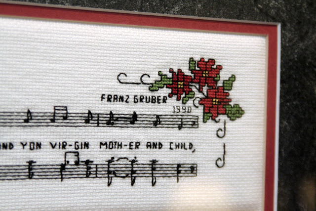 Counted Cross stitch from a vintage pattern book titled, Christmas in Miniature by Gloria Steele and Pat Carson.