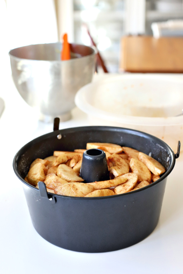 Jewish apple cake ready for the oven