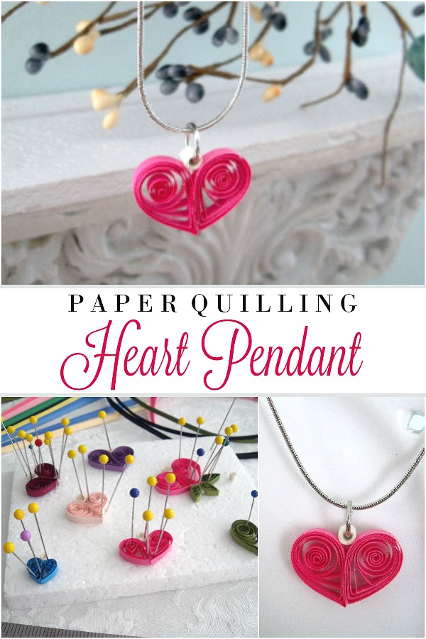 Paper quilling is a craft using thin strips of paper. Create flowers, tendrils and sweet little hearts to decorate and embellish all kinds of projects like this heart pendant.