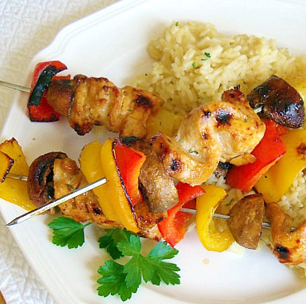 Just a few ingredients to make the tastiness, juicy chicken kabobs. Recipe for an easy marinade. Grill or cook using the broiler. A great summertime/anytime dinner entree!