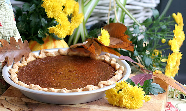 Delicious caramel pumpkin pie for your Thanksgiving dessert table. Caramelized sugar laces this classic pie that is rich, light and delicately spiced.