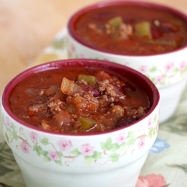 Homemade Chili con Carne from Emeril Lagasse is just right for warming up on a cold day or whenever you are in the mood for a delicious and hearty meal. Make with or without beans.