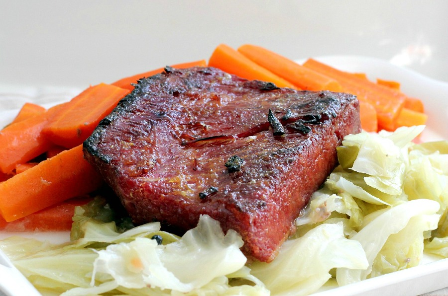 Making corned beef brisket is a tradition for St. Patrick's Day dinner. Follow the easy cooking directions on the package but take it one step further. Corned beef brisket with a mustard glaze adds a subtle sweetness and a nice browned top on the meat.