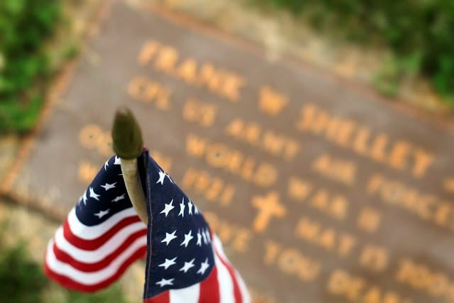 Remembering Memorial day and those who served including World War 1 and World War 2 with American flags decorating each grave at Brigadier General William C. Doyle Veterans Memorial Cemetery.