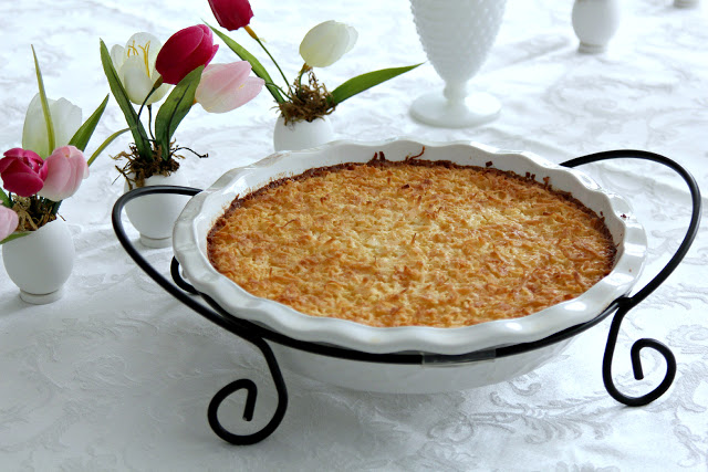 Super easy, so delicious and always a favorite. Creamy Impossible Coconut Custard pie creates its own crust and takes just a few minutes to prepare. Add ingredients to a blender, pour into a pie pan, top with coconut and bake. It is that easy!