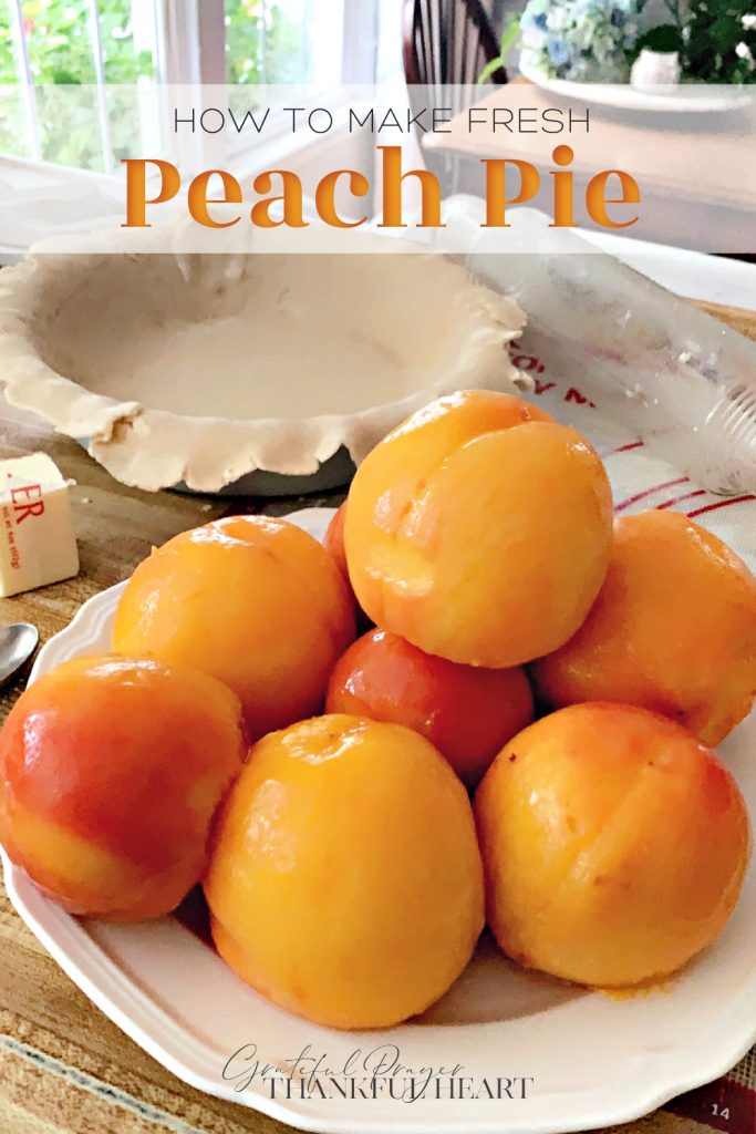 Fresh peach pie made with a homemade pie crust for a perfect summertime dessert. Easy recipe for crust or use a purchased crust for ease and to save time.