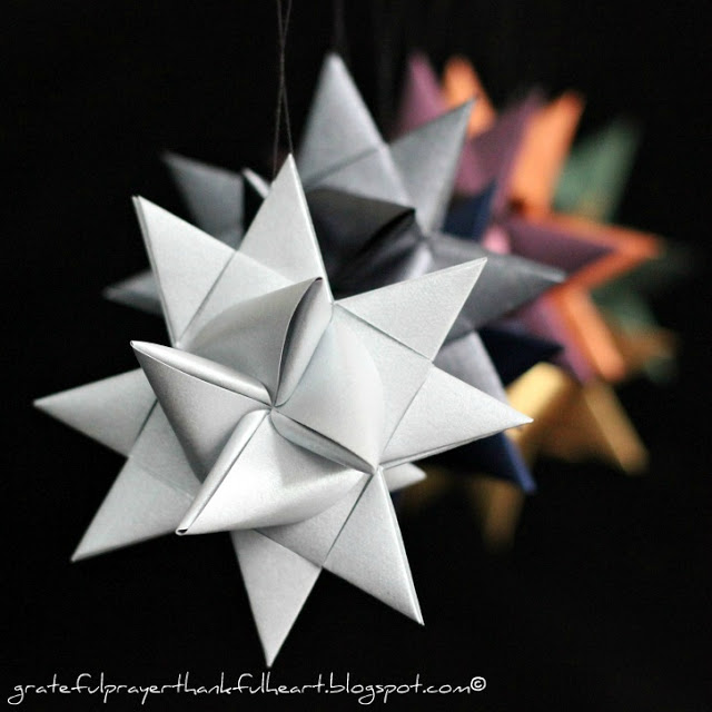 Beautiful folded paper German stars remind many of childhood when they were made at Christmas time. Easy to follow, step by step video tutorial teaches how to make them. 