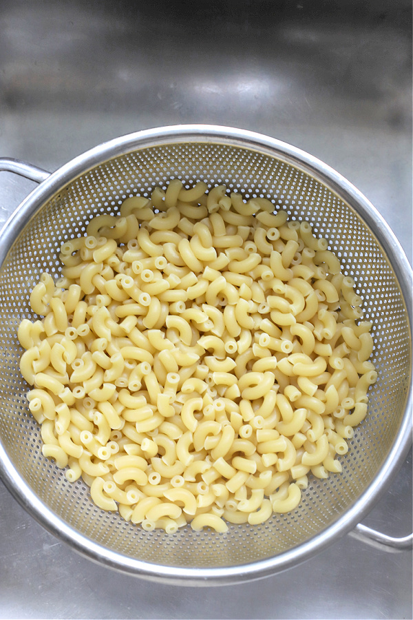 Cooked and drained elbow macaroni