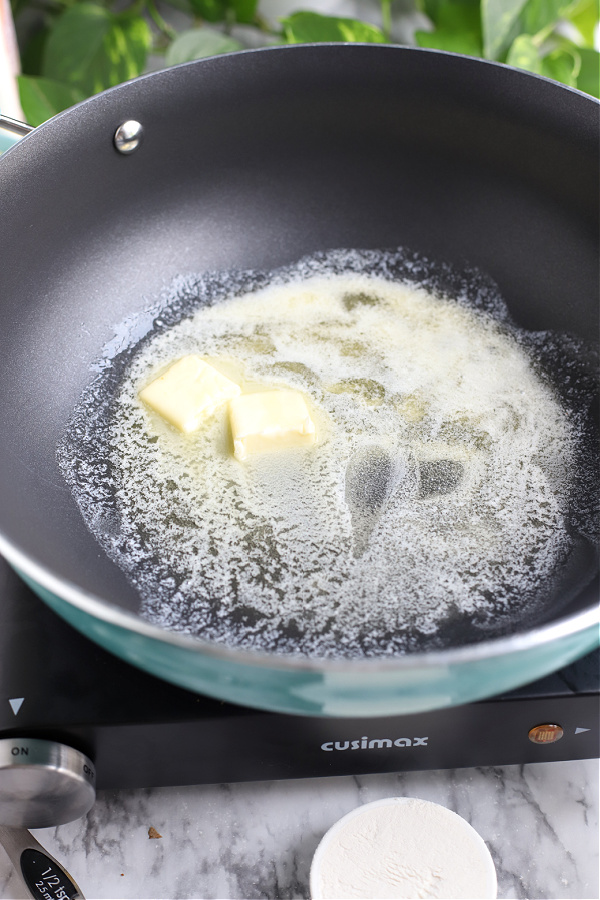 melting butter for making baked macaroni and cheese