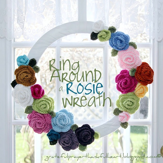 Crochet Ring around a rosie flower wreath pattern