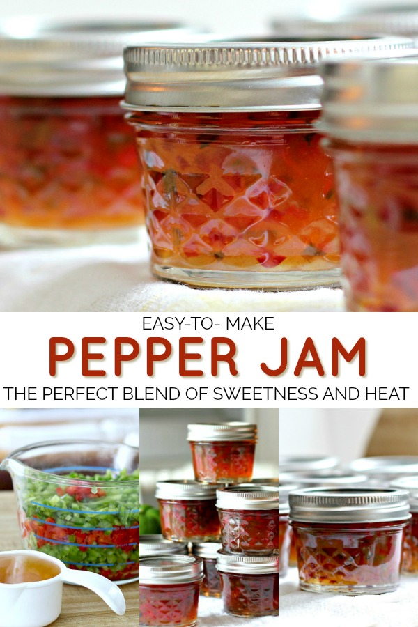 This easy recipe for pepper jam is a perfect balance of sweetness and heat and a great over goat or cream cheese as an appetizer. A lovely homemade food gift or canned to enjoy through the year.