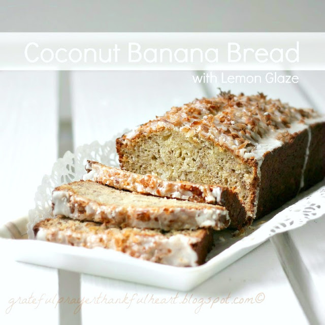 Coconut Banana Bread with Lemon Glaze