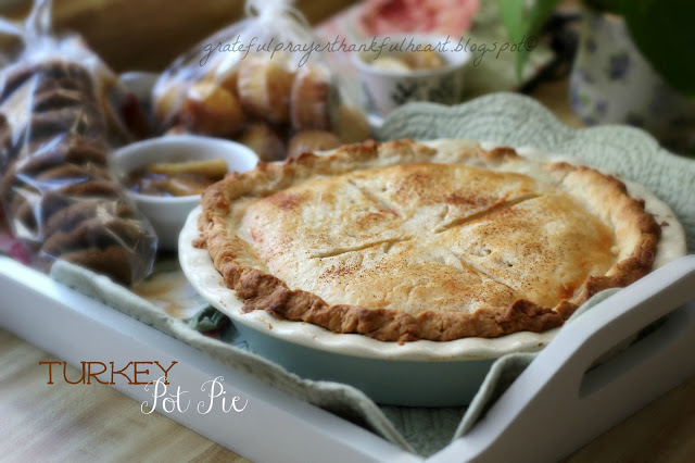 Make comforting Turkey Pot Pie using leftover roasted turkey and any leftover veggies or make fresh or frozen. use your own crust or a refrigerated one.