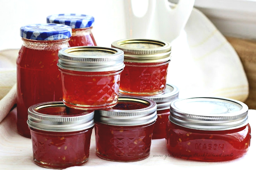 Make a delicious tomato jam using just garden fresh tomatoes, sugar and lemon or line juice. Grandmom Gaskill's Tomato Jam is an easy, vintage recipe handed generations for canning, spreading on crackers as an appetizer or spreading on toast or biscuits. 