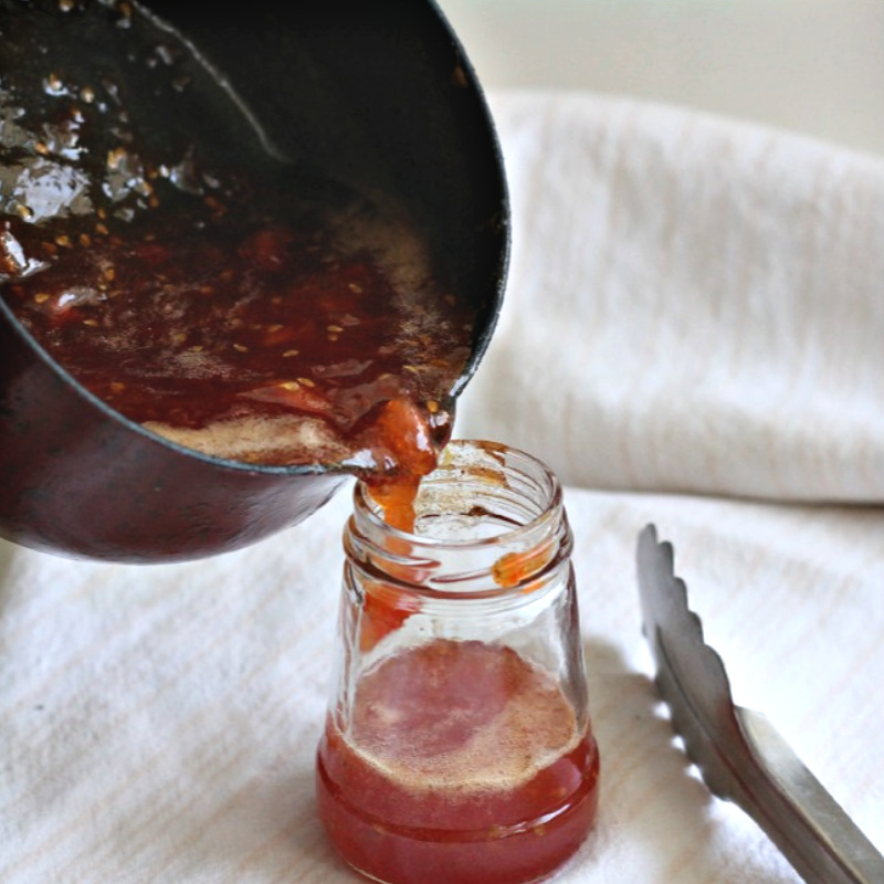 Vintage recipe for Grandmom's Tomato Jam is made using just tomatoes, sugar and lemon or lime juice. Delicious on toast or biscuits and on a cheese board. Perfect use for garden fresh tomatoes and a lovely addition to a gift basket.