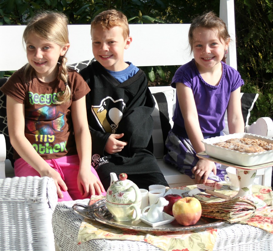 Easy and delicious apple coffee cake is a perfect treat for breakfast or snacking. Enjoyed on the porch with visiting grandchildren makes it even more special.