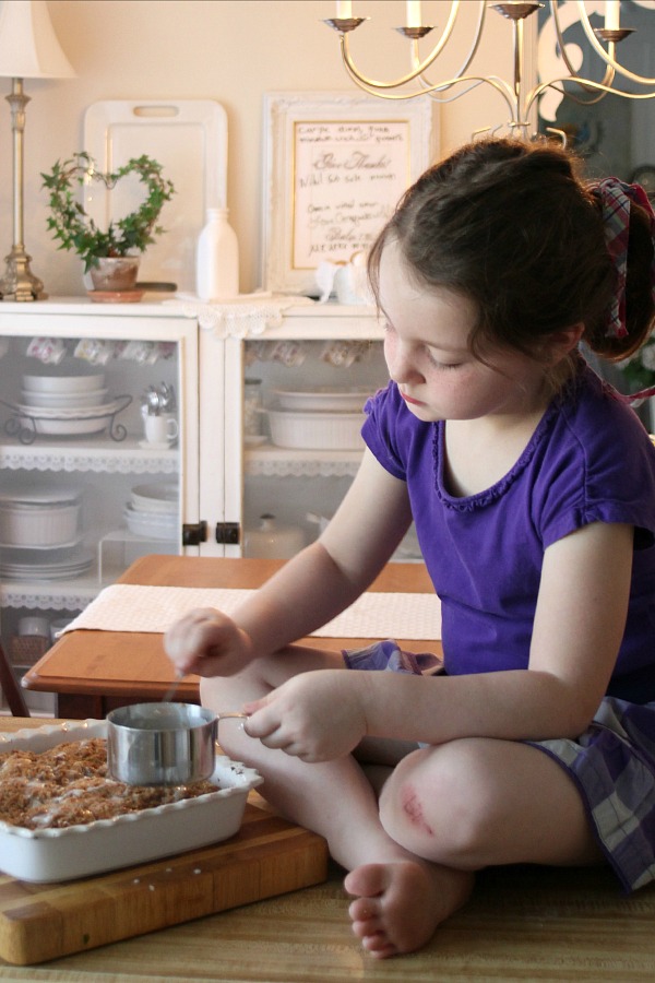 Easy and delicious apple coffee cake is a perfect treat for breakfast or snacking. Enjoyed on the porch with visiting grandchildren makes it even more special.