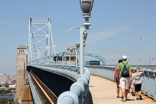 Walking the Philadelphia Camden Ben Franklin Bridge