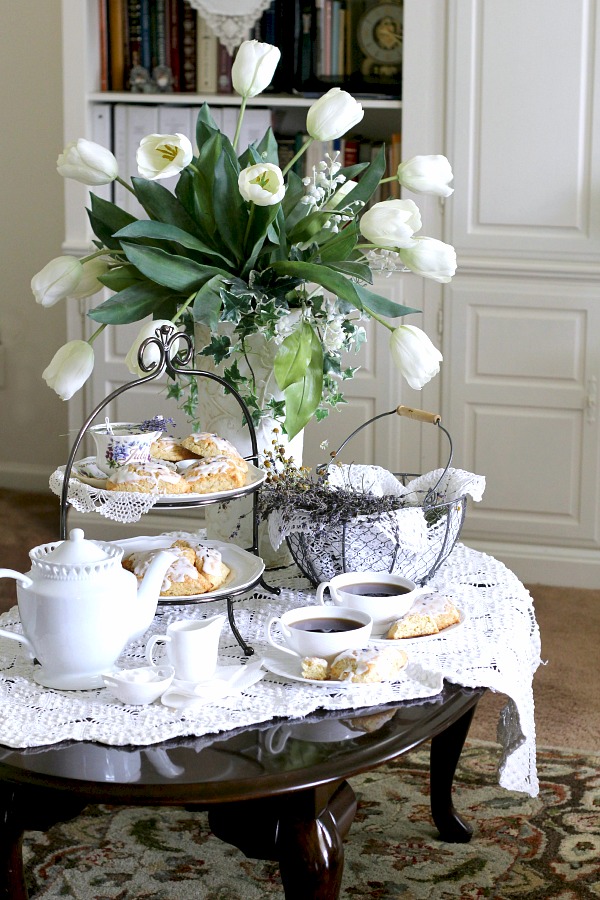 Easy recipe for glazed Sweet Lavender Scones delicious with coffee or tea. Lavender buds impart a mild floral hint that is unique but not overpowering.