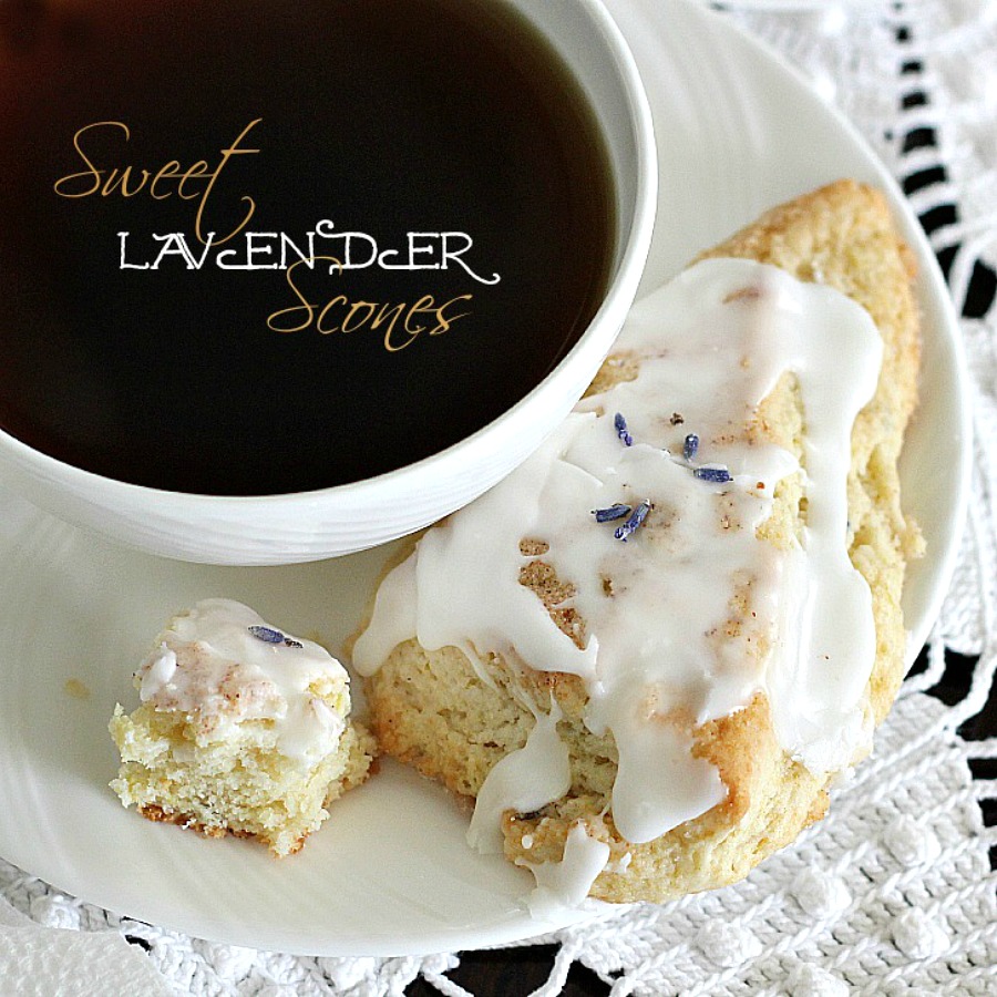 Easy recipe for glazed Sweet Lavender Scones delicious with coffee or tea. Lavender buds impart a mild floral hint that is unique but not overpowering.