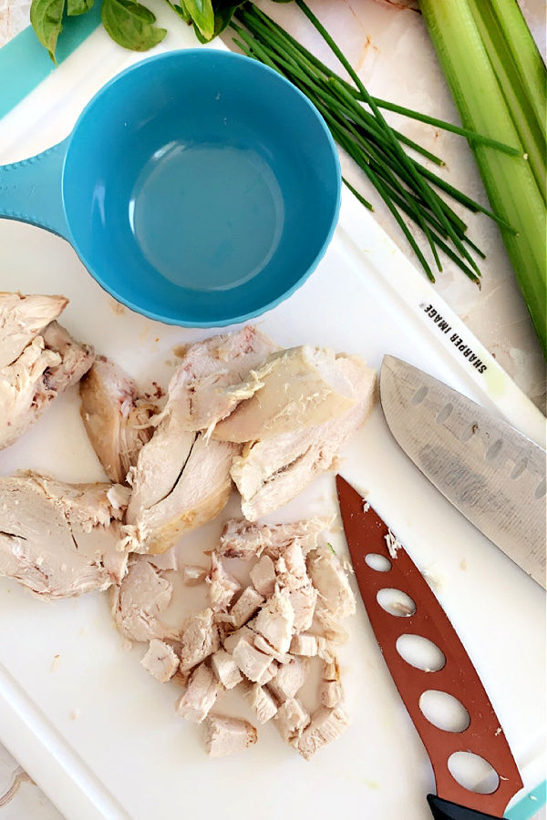 chopped chicken for creamy chicken stuffed tomatoes