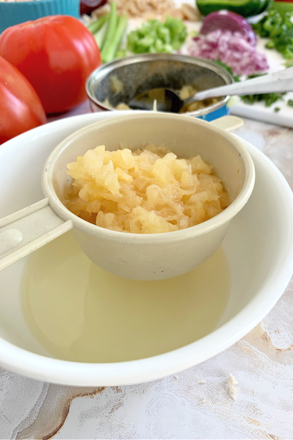 pineapple and juice for creamy chicken stuffed tomatoes