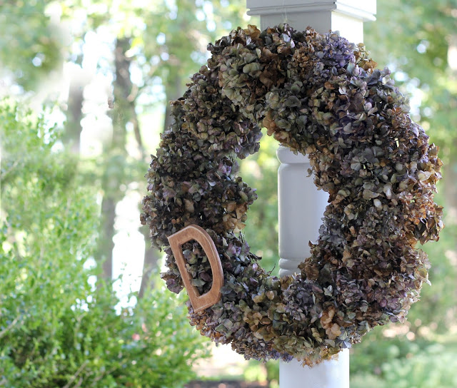 Preserve hydrangea, roses and garden flowers by drying then used to create a lovely wreath.