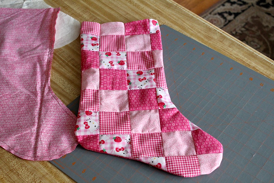 How to pattern for sewing a Patchwork Christmas Stocking easy enough for a beginner. Makes a sweet, personalized gift for kids and grandchildren.