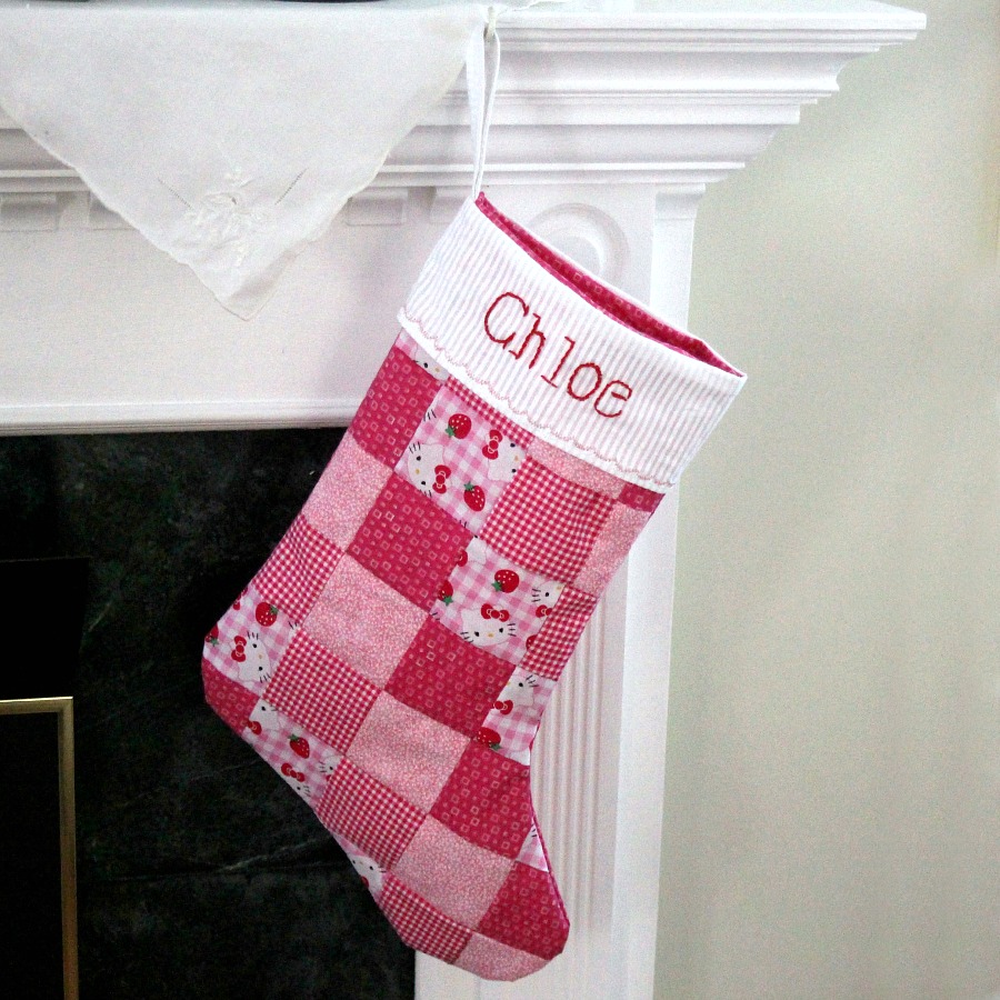 How to pattern for sewing a Patchwork Christmas Stocking easy enough for a beginner. Makes a sweet, personalized gift for kids and grandchildren.