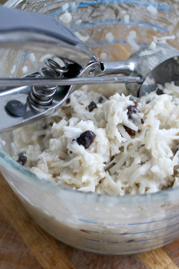 Easy recipe for Cherry Almond Macaroons that are a lighter take on coconut macaroons. They are are soft and chewy with a touch of almond.