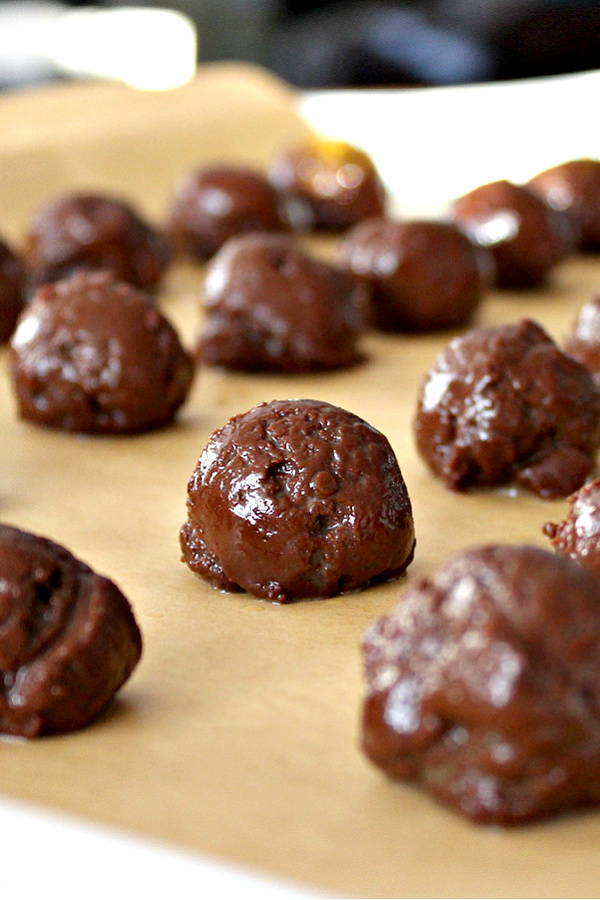 Chocolate cream cheese truffles.