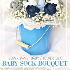 Baby Socks Rose Bud Flower Bouquet