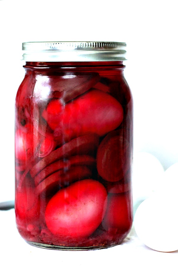 Eaten alone or sliced on a salad, try this easy recipe for old fashioned pickled eggs made with beets and hard boiled eggs. Great as a snack or appetizer.