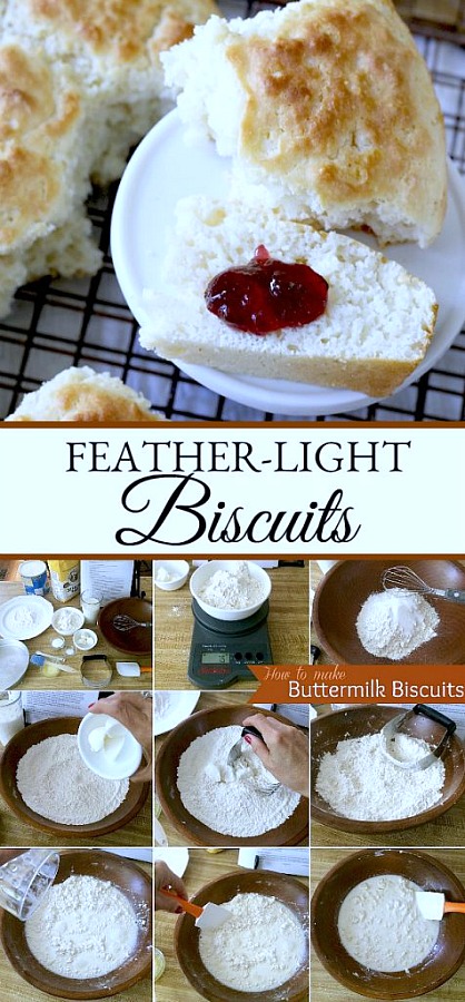 Easy recipe for feather-light buttermilk biscuits. Delicious, light and easy to prepare. No one will notice they are lighter in fat and calories.