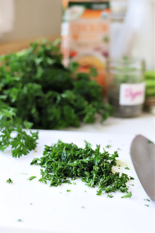 Chopping fresh parsley