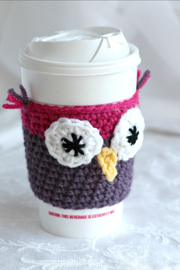 Crochet Beverage Cup Jackets are both adorable and useful for protecting your hands from containers filled with hot beverages. Easy pattern and variations.