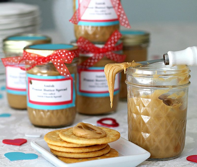 Easy to make recipe for Amish Peanut Butter Spread. Sweet, creamy and great on bread, toast, crackers and apple slices. 