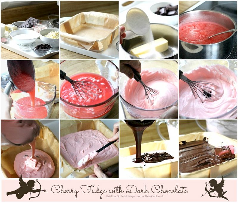 Cherry Fudge with Dark Chocolate is decadent with bits of dried cherries and topped with dark chocolate. Something this amazing should be difficult to make but not so with this easy recipe. Make a batch for someone you want to impress this Valentine's Day.