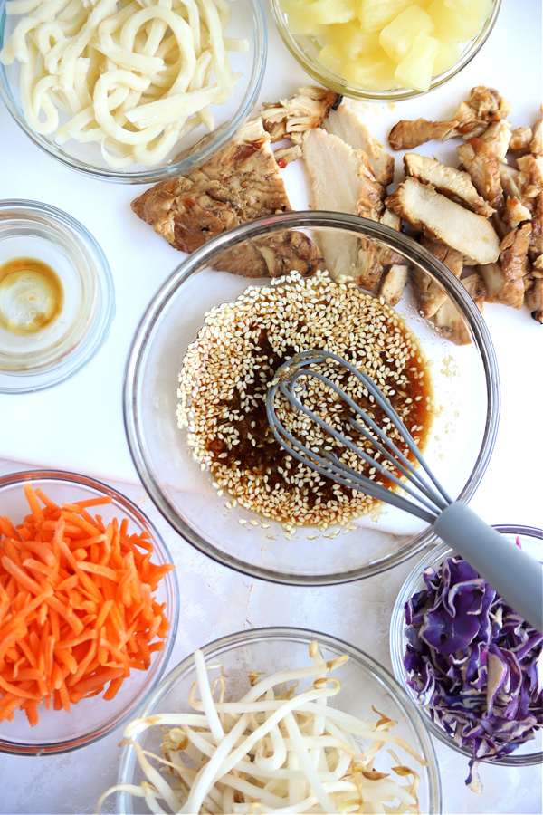 sesame seed dressing for chicken pineapple mango Asian salad