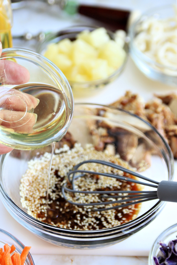 sesame seed dressing for chicken pineapple mango Asian salad