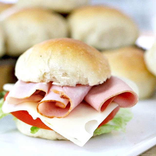 Easy recipe for Dijon Thyme Yeast Buns that are soft and fluffy and make the best deli sandwiches. Dough made in a bread maker.