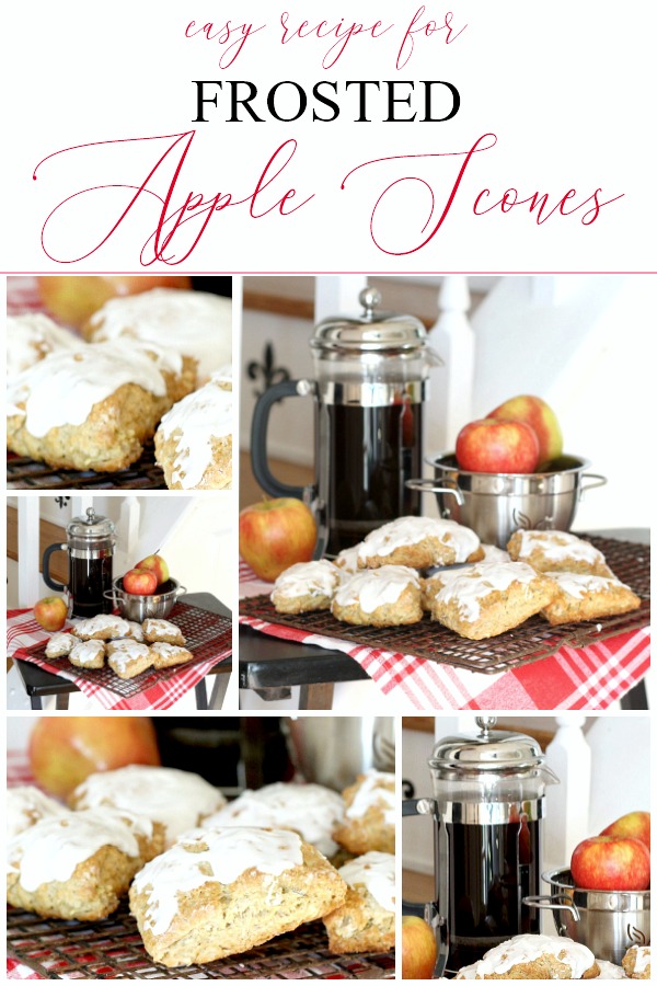 Easy recipe to make frosted apple scones. Brew a pot of coffee or tea and serve for breakfast or mid-morning snack