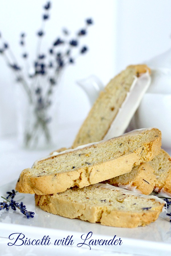 Biscotti is a twice-baked cookie that is a crunchy & perfect for dipping in milk, coffee or tea. Easy Biscotti with Lavender is extra pretty and special.