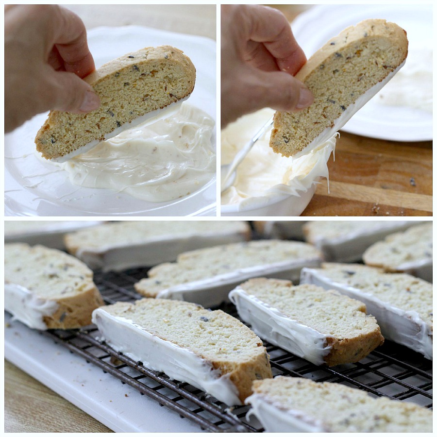 Biscotti is a twice-baked cookie that is a crunchy & perfect for dipping in milk, coffee or tea. Easy Biscotti with Lavender is extra pretty and special.