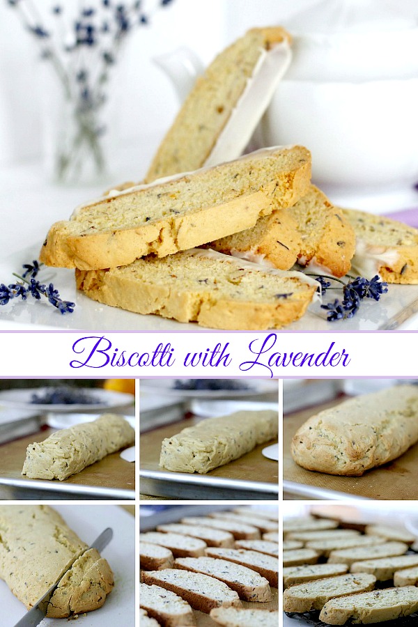 Biscotti is a twice-baked cookie that is a crunchy & perfect for dipping in milk, coffee or tea. Easy Biscotti with Lavender is extra pretty and special.