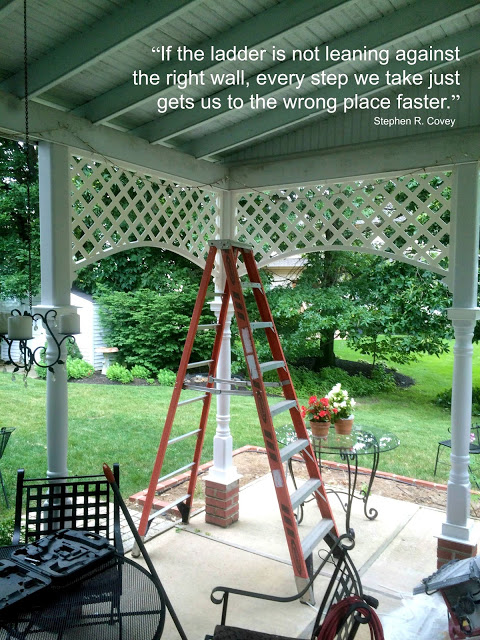 Painting the patio ceiling can be scary. We rigged some scaffolding and worked together completing the job for a fresh and clean area. 