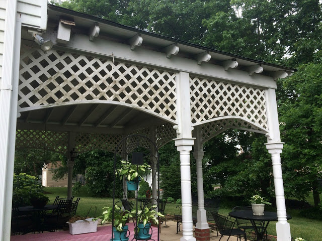 Painting the patio ceiling can be scary. We rigged some scaffolding and worked together completing the job for a fresh and clean area. 